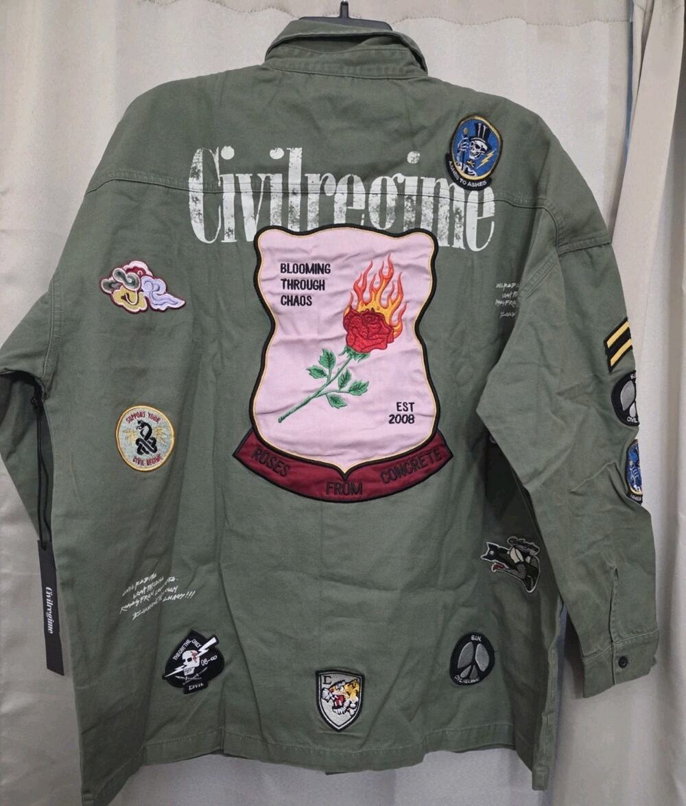 Civilregime Lost Paradise Fatigue Military Shacket Green Men's M Embroidered
